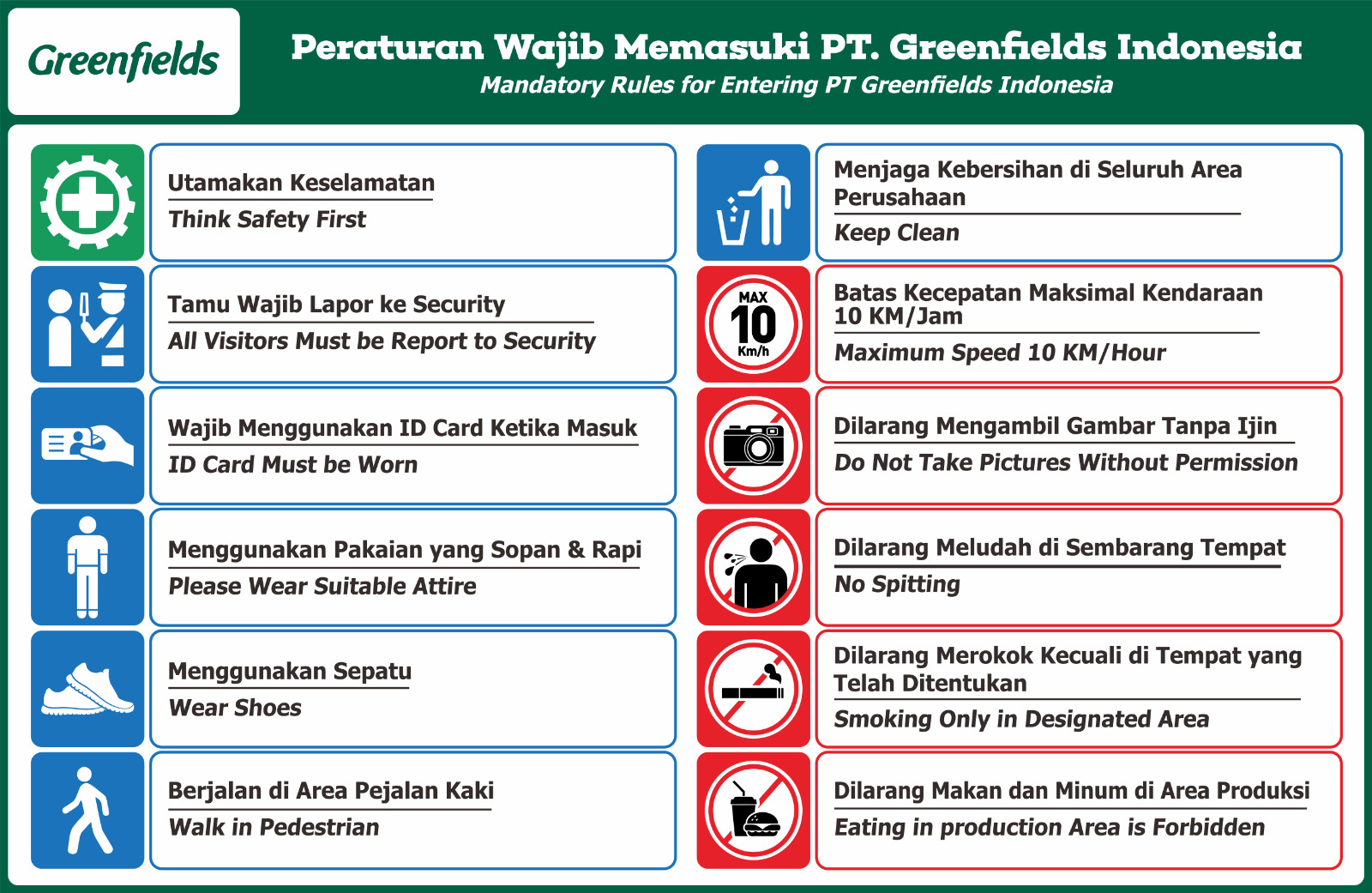 Peraturan Wajib Memasuki Area Greenfields
